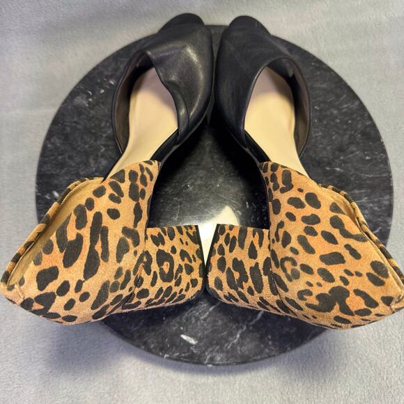 Seychelles Leopard Print & Black Leather Peep Toe Block Heels Women's Size 8 US - Picture 5 of 12